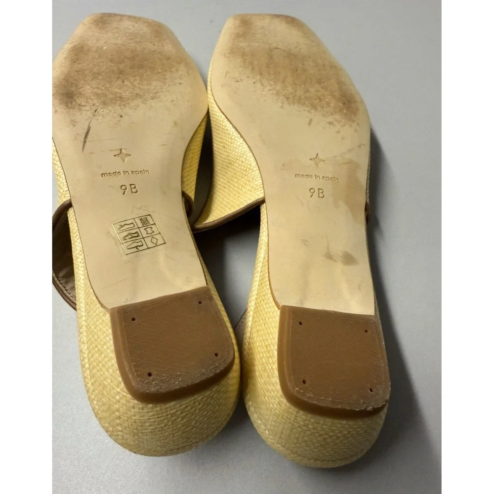Tuckernuck Liv raffia slingback flats with brown contrast trim. Sz 9B